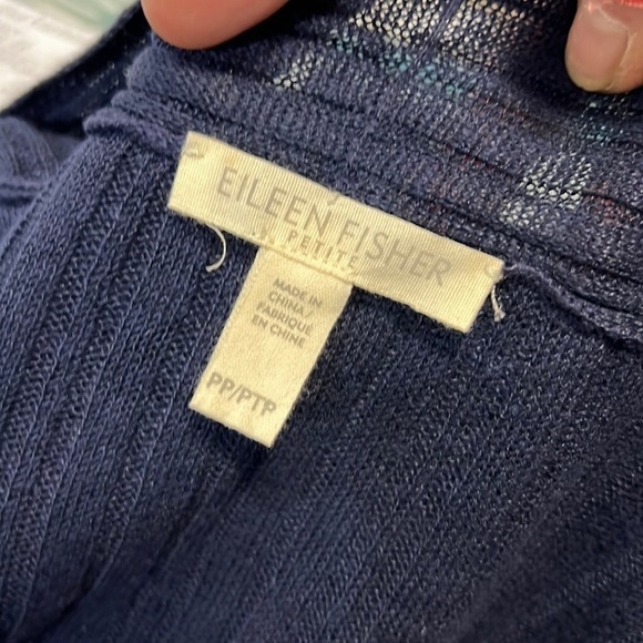Eileen Fisher Petite Navy Linen Open Front Cardigan Size XS/P - Picture 5 of 6